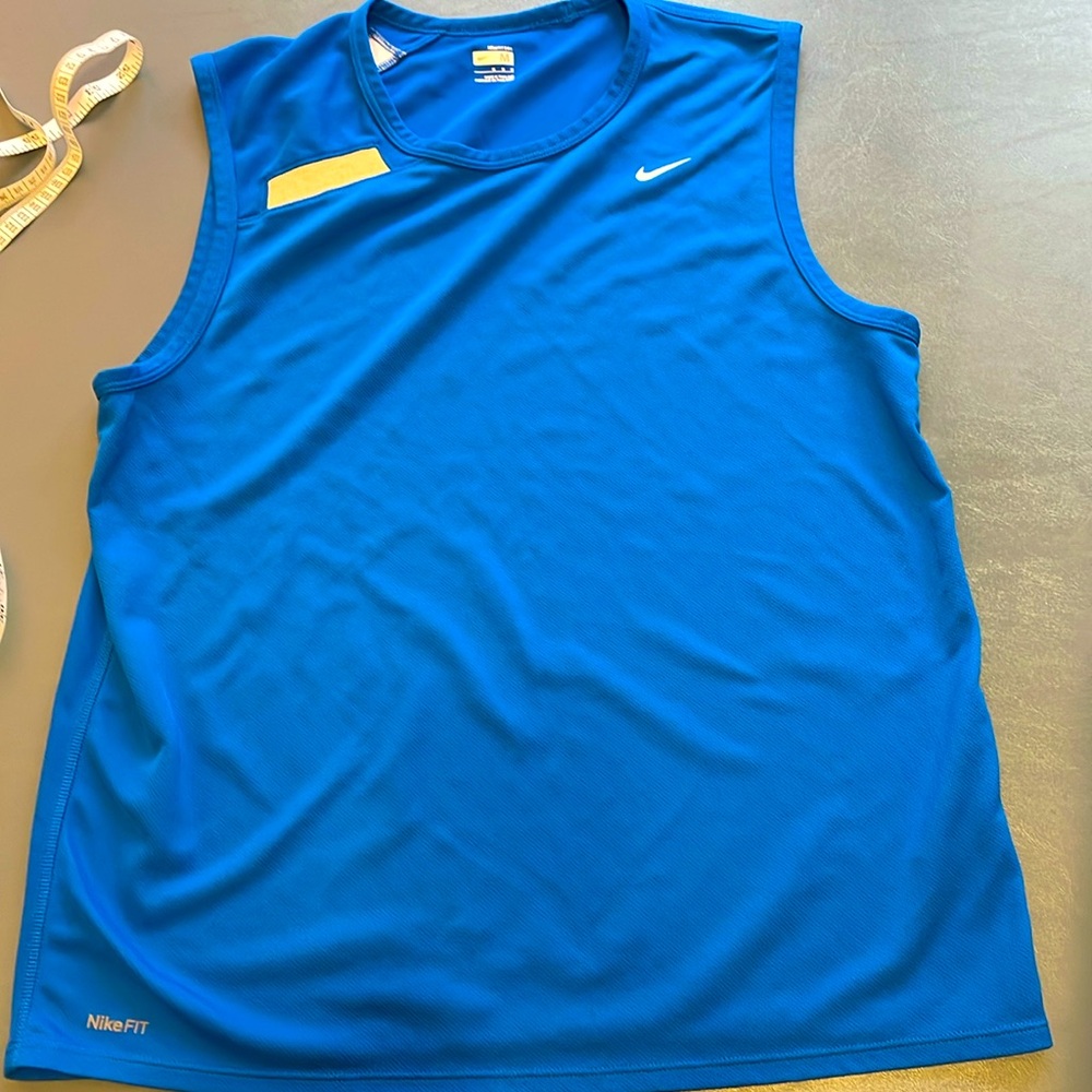 Mens Sleeveless Nike Blue Shirt Activewear Medium